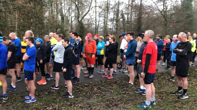 Park Run participants at Orangefield Park in Belfast observe a silence in memory of murdered primary school teacher 23-year-old Ashling Murphy.