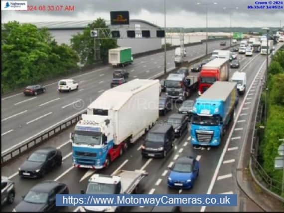 Traffic backed up on the M25 at Junction 25 after a lorry broke down Picture: motorwaycameras.co.uk