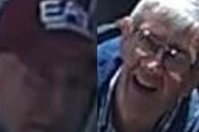 Have you seen these men? Police have released CCTV images of two men who allegedly exposed themselves to a woman in a mobility scooter at Neath railway station in South Wales.